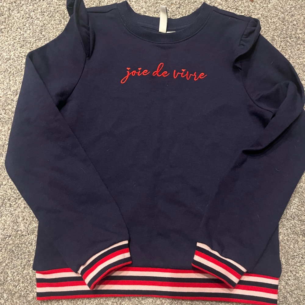 Janie and Jack Navy sweatshirt size 12 with Red Detail NWOT preppy nautical